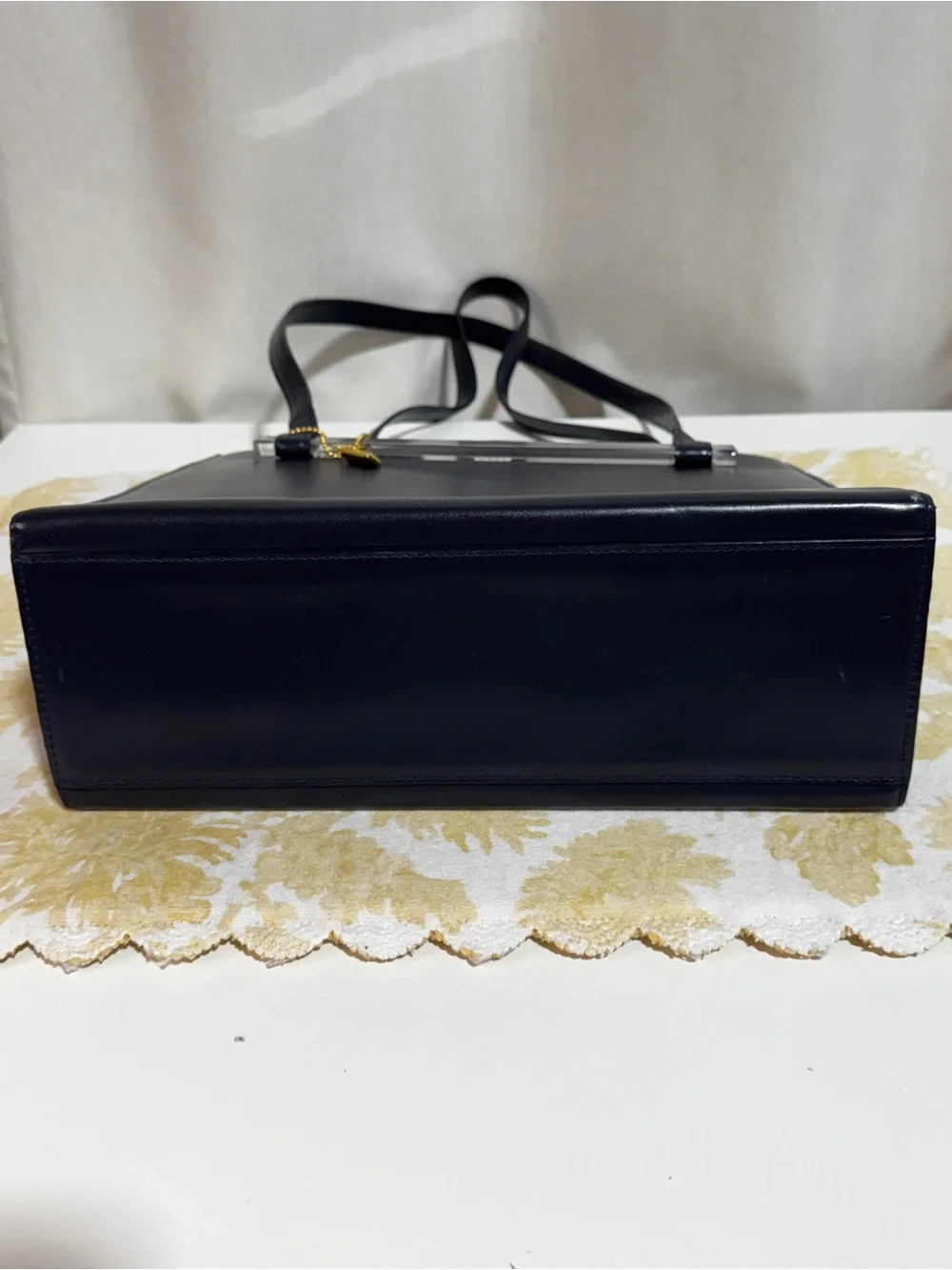 Bally Navy Leather Structured Satchel/Tote Gold Charm/Hardwares Made in Italy